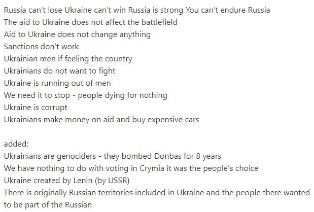 Here are the main Russian narratives... please help to make 