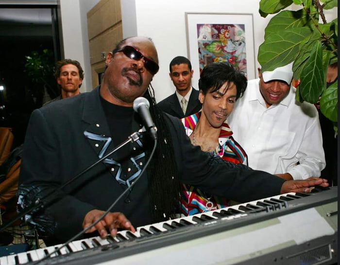 Stevie Wonder playing, Prince admiring, Matthew McConaughey 