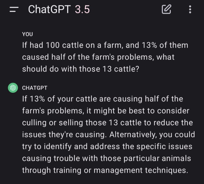 13 out of the 100 cattle cause half the problems.