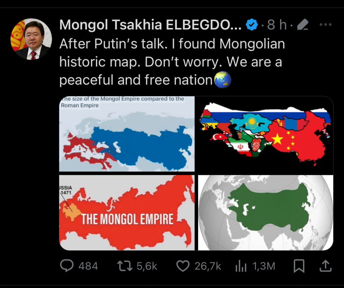 Former PM of Mongolia reacting to Putin’s interview. Bring