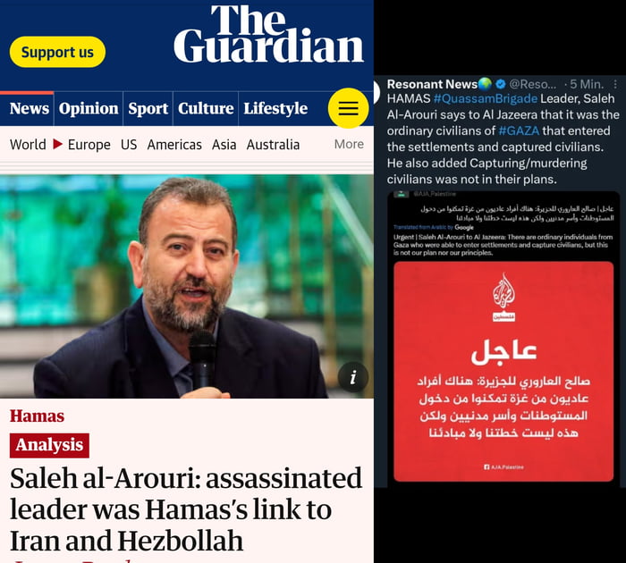 I guess Israel has killed the leader of hamas who blames the