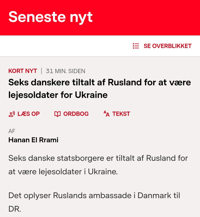 Russia's ambassador to Denmark complains about Danes fightin