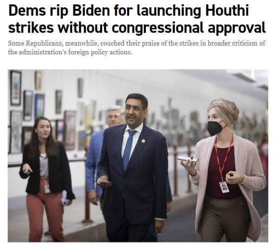 A group of Democrats criticized Biden's decision to strike t