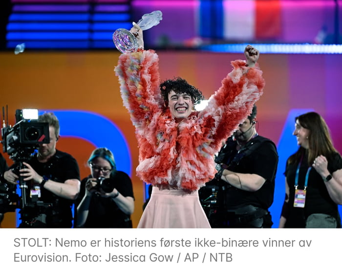 Translation : world's first non binary winner of Eurovision.