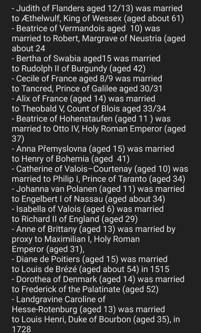 A few examples of marriage ages in europe monarchies. Either