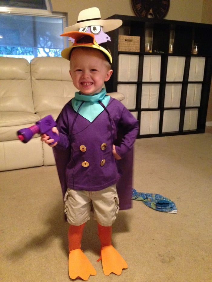 Little boy's custom-made Darkwing Duck costume. Sadly, the o