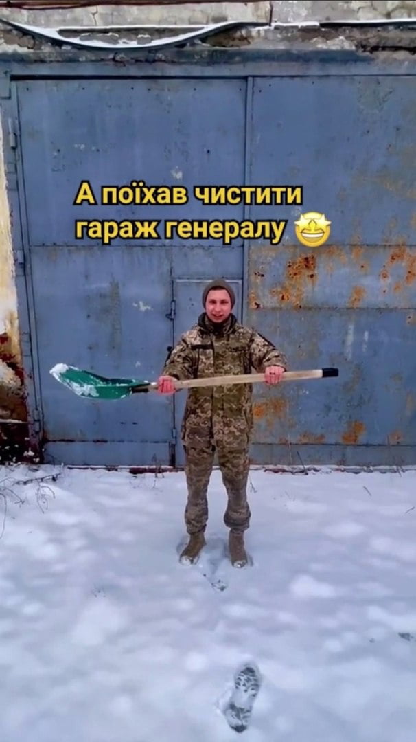 Ukrainian soldier who filmed Tik Tok where he removes snow f