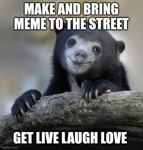 Telepathic laugh love while do meme on the internet vs live 