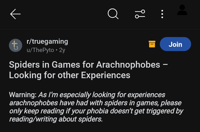 How can people get afraid of a seeing spiders in game or in 