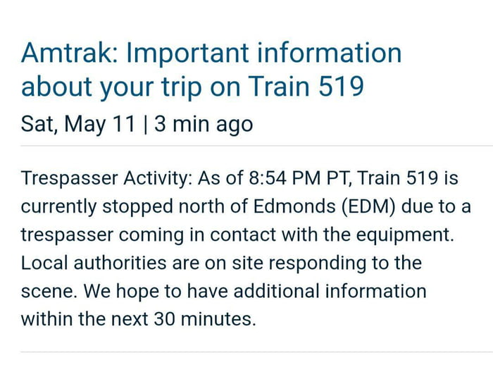 Well, that's one way of saying someone got hit by the train.