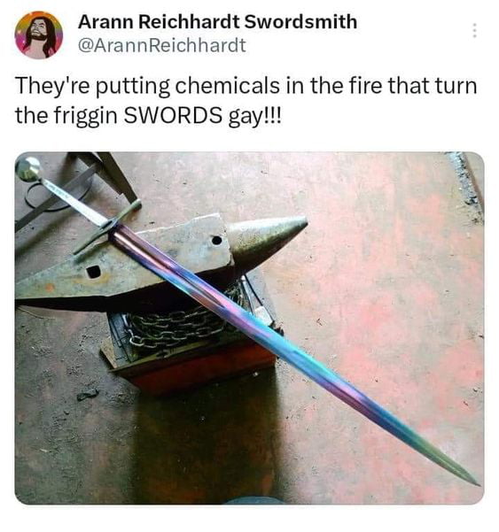 Rainbow sword. +5 pride, -5 dignity, 69% chance to turn targ