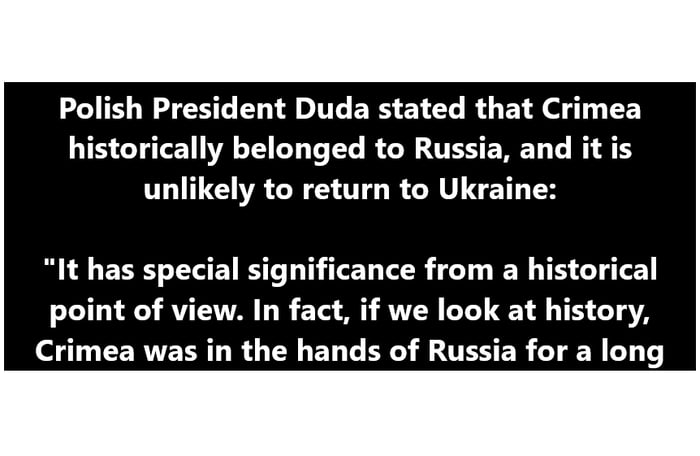 Polish President Duda stated that Crimea historically belong