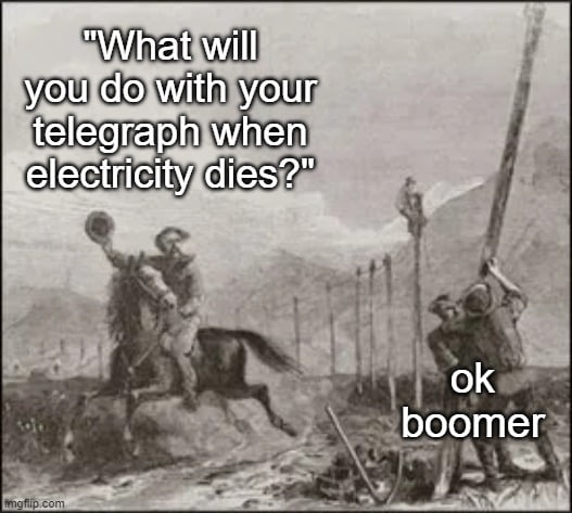 "What will you do with your Bitcoin when electricity dies?"