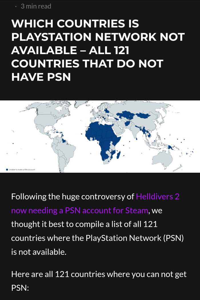 If gamers could read, they'd be mad. The 121 countries that 