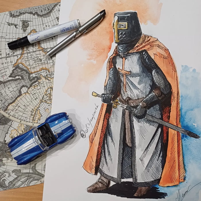 An artistic version of a Teutonic Knight (Age Of Empires 2)