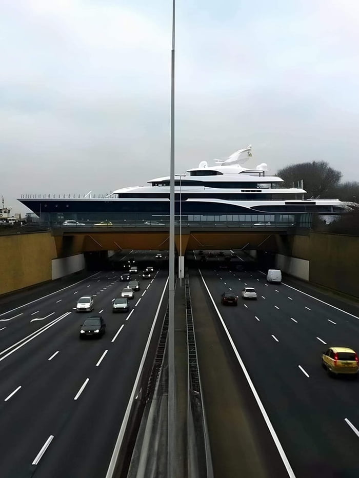 Mark Zuckerberg's brand new yacht leaving the Netherlands on
