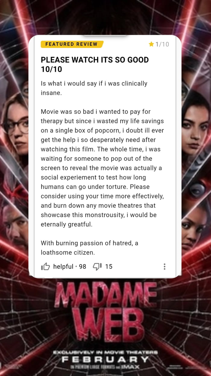 IMDb critic on madame web