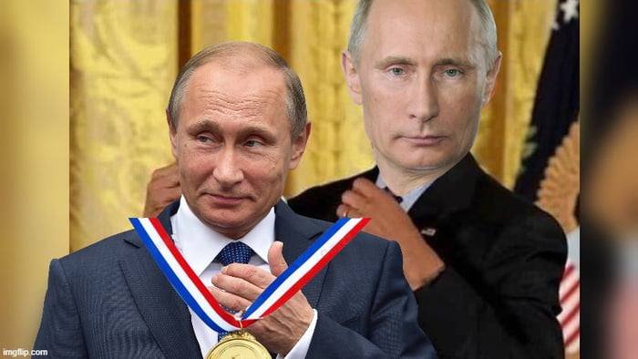 Putin giving Putin award - Indeed, I'm a master of photoshop